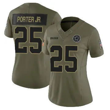 ＃25 Women's Joey Porter Jr. Olive Limited Dallas Cowboys 2025 Salute to Service Jersey